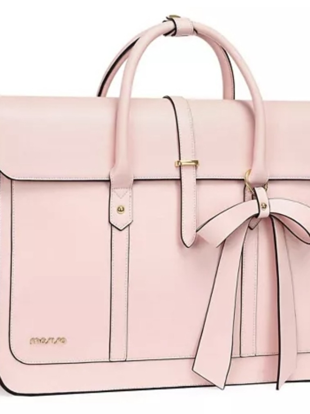 MOSISO Pink PU Leather Laptop Bag for Women